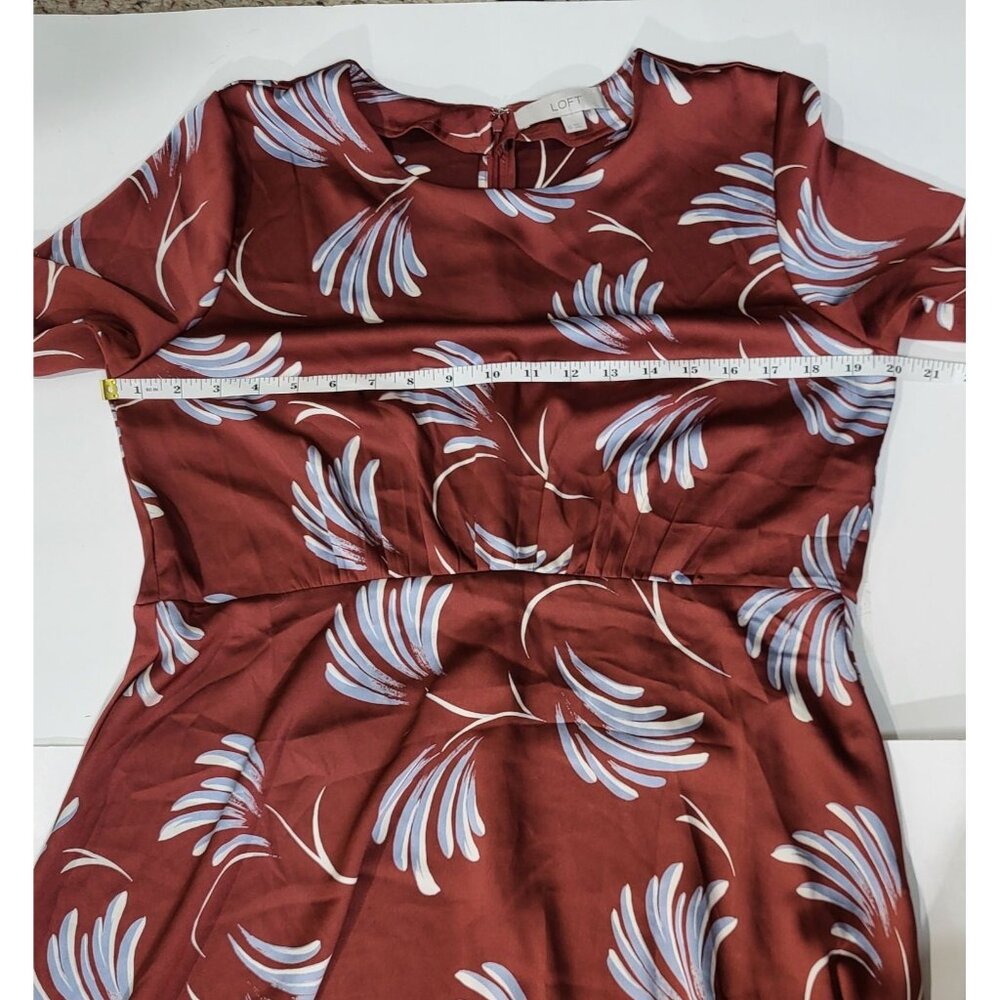 Ann Taylor Loft Womens Floral Print Rust Red A-Line Dress Size 12 - Picture 4 of 8